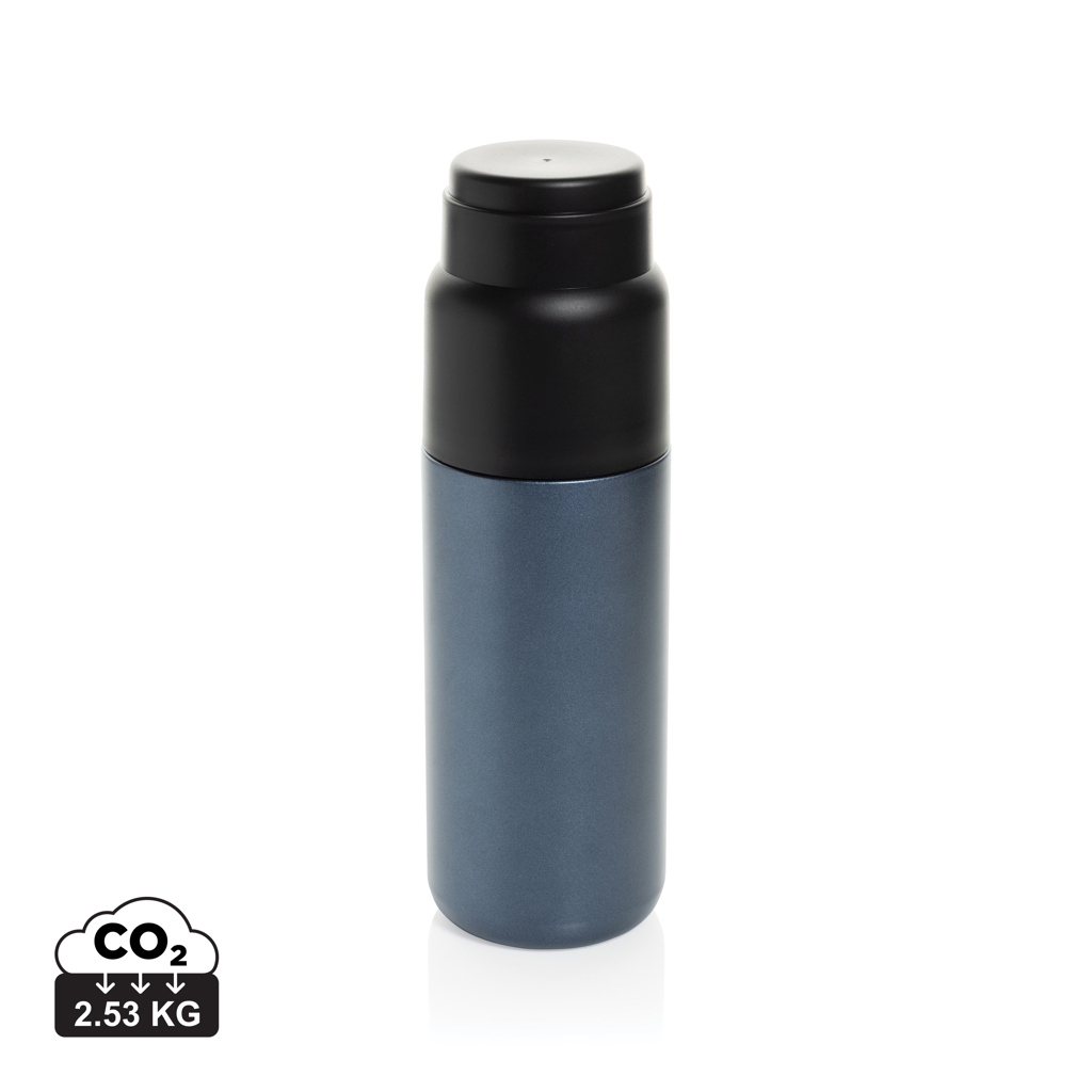 Bouteille isotherme publicitaire 500 ml avec tasse Thermocup Bleu marine